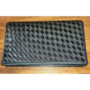 Bechamel Black Woven Satin Evening Clutch Bag Formal Wedding Handbag Rectangular